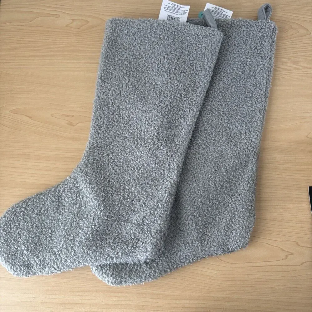 NEW Holiday Set Of 2 Snowflake Gray Pair Christmas Stocking Soft‎ Teddy Sherpa